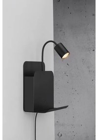 Nordlux - Lampă de perete ROOMI cu poliță, USB, 1xGU10/8W/230V negru