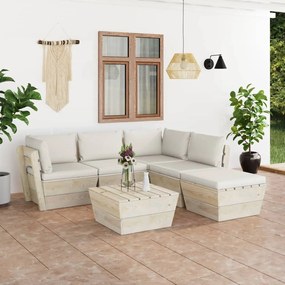 3063554 vidaXL Set mobilier grădină din paleți cu perne, 6 piese, lemn molid