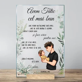 INSPIO Cadou pentru cel mai bun tată, plachetă de sticlă cu text personalizat