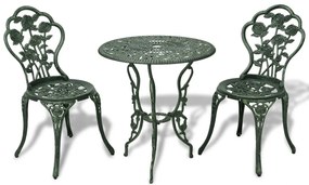 Set mobilier de bistro, 3 piese, verde, aluminiu turnat Verde, 3