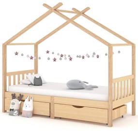 322147 vidaXL Cadru de pat de copii, cu sertare, 90x200 cm, lemn masiv de pin