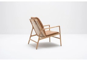 Fotoliu maro-natural cu tapițerie din piele Dedo – Gazzda