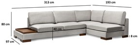 Canapea de colț Tulip Corner Right Without Pouf - Light Grey