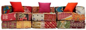 Canapea puf modulara cu 3 locuri, petice, material textil 1, Peticit, Canapea cu 3 locuri cu spatar si cotiera