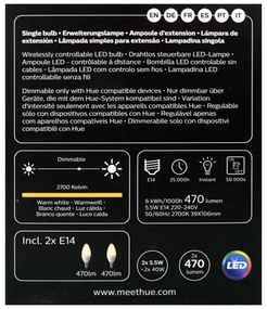 SET 2x LED Bec dimmabil Philips Hue WHITE E14/5,5W/230V 2700K