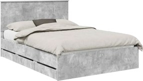 vidaXL Cadru de pat Gri din beton 140 x 190 cm Lemn Ingineresc