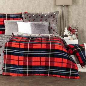 Lenjerie de pat din microflanelă 4Home Carouri roșu, 160 x 200 cm, 70 x 80 cm, 160 x 200 cm, 70 x 80 cm