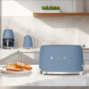 Prajitor de paine SMEG 50's Style TSF01SBMEU, 950 W, 2 felii, 6 trepte, Tava pentru firimituri, Cablu integrat, Otel inoxidabil, Albastru cenusiu