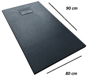 Cadita Baie Din Compozit , Smack , 90x80 Cm , Esn9080n, Cu Sifon,Negru