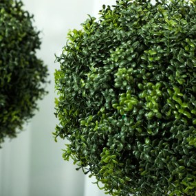 HOMCOM Set 2 mingi buxus artificial formate, 45cm plantă artificială, Plastik Plante Artificiale în Ghiveci | Aosom Romania