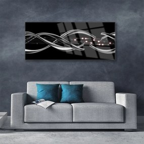 Tablou pe sticla Abstract Art Argintiu Negru