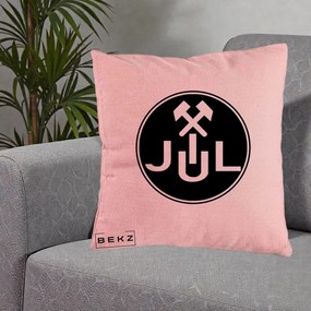 Perna Personalizata JUL Jiul Lupeni Fotbal, 40x40 cm, Roz, Husa Detasabila, Perna Inclusa, BEKZ®
