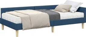 vidaXL Cadru de pat colțar cu saltea cu saltea 2 pcs albastru țesătură