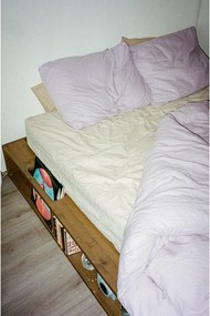 Pat matrimonial maro din lemn masiv de pin cu somieră 140x200 cm Ziggy – Karup Design