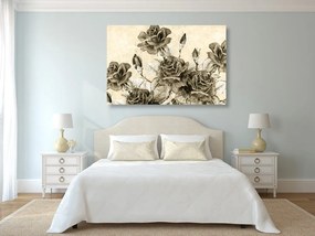 Tablou buchetul de trandafiri vintage în design sepia