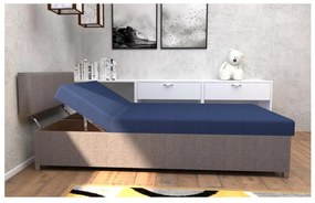 Pat tapițat DALLAS 108x205 cm, reglabil, cu spațiu de depozitare, gri/albastru