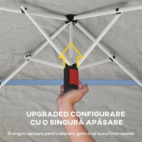 Outsunny Pavilion Pliabil 3.5x3.5 m Pop Up, Montare Ușoară cu Buton Central, Pavilion de Grădină Reglabil pe Înălțime cu Acoperiș Dublu, Geantă de Transport, UV50+, pentru Exterior, Gri Închis | Aosom Romania
