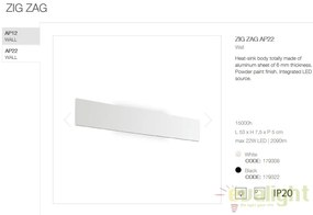 Aplica LED moderna ambientala ZIG ZAG AP D53 BIANCO 3000K