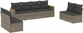 vidaXL Set canapele de grădină cu perne, 8 piese, gri, poliratan
