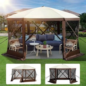 Cort camping impermeabil pentru 8 persoane, cu depozitare si plasa de tantari