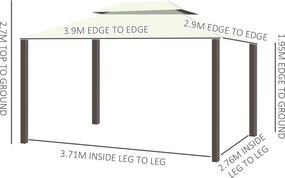 Outsunny Foișor de Grădină cu Plasă de Țânțari și Perdele, 390x290x270 cm, Crem | Aosom Romania