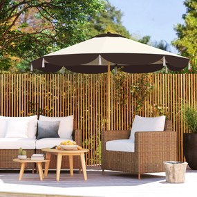 Outsunny Umbrelă de Soare cu UPF 50+ și 8 spițe, Φ2,66x2,34 m, Bej | Aosom Romania