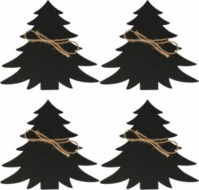 Buzunar pentru tacâmuri X-Mas Tree negru, set de 4bucăți