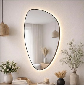 Baltica Design-LED Oglindă cu iluminare integrată STONE FLUID 15W/230V 2700K 92x55 cm IP65 negru