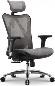 Scaun ergonomic SIHOO, pivotant, suport lombar 2D, tetiera 2D, cotiera 3D, inaltime reglabila, mecanism inclinare/blocare in 3 pozitii, Mesh/Textil, Gri, cadru Negru