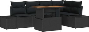 vidaXL Set de masă pentru grădină cu pernă 6 pcs Negru și Maro