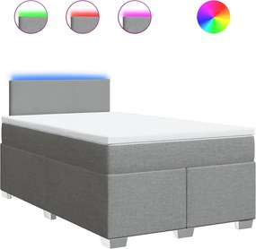 vidaXL Pat continental cu saltea, gri deschis, 120x200 cm, textil