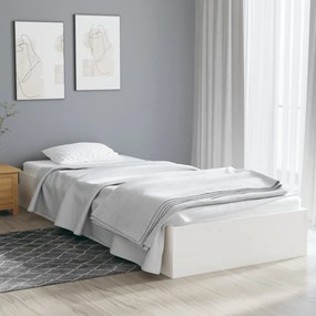 833012 vidaXL Cadru de pat Single 3FT, alb, 90x190 cm, lemn masiv