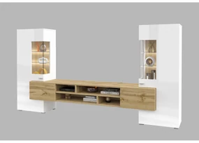 Mobilier living Cobie Typ 10 (alb lucios + Stejar wotan). 1108334