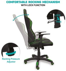 CONNECT IT CGC-0700-GR - Scaun gaming LeMans Pro negru/verde