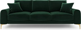 Canapea, Madara, Mazzini Sofas, 3 locuri, gold legs, 222x102x90 cm, catifea, verde bottle