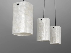 Lustra cu 3 pendule metal negru, sidef alb Nakar