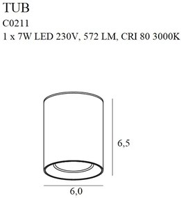 Spot aplicat LED design minimalist TUB negru/auriu