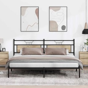 vidaXL Cadru de pat fără saltea Stejar Sonoma 200x200cm Lemn prelucrat