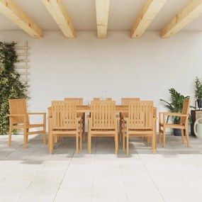 3157922 vidaXL Set mobilier de grădină, 9 piese, lemn masiv de tec
