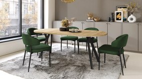 Mazzoni ALDO Stejar Craft Auriu/picioare negre - MASĂ ROTUNDĂ STIL LOFT PENTRU SALON/SUFRAGERIE EXTENSIBILĂ CU PICIOARE ÎN FORMĂ DE "Y"