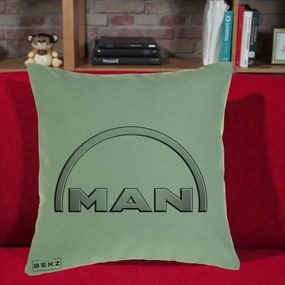 Perna Personalizata cu emblema MAN, 40x40 cm, Verde, Husa Detasabila, Perna Inclusa, BEKZ®