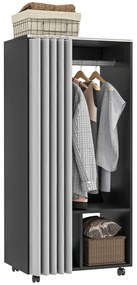 HOMCOM Dulap penderie Dulap de Depozitare Mobil cu cortină, Panouri de Particule, tijă suspendare, negru | Aosom Romania