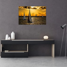 Tablou cu iaht în apus de soare (90x60 cm)