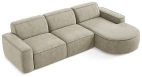 Colțar bej cu tapițerie din chenille (cu colț pe partea dreaptă/cu șezlong) Omao – Makamii