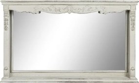 Oglindă decorativă, stil rustic vintage, culoare alb antichizat, din MDF și lemn de molid, „Spruce”