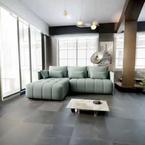 Colțar extensibil dumonde cu ladă de depozitare si sezut confortabil din spuma high-density, Malta Enjoy Mint 235x185 cm