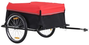 Outsunny Remorcă pentru Biciclete din Oțel cu Capacitate Maximală de 40 kg și Husă Protectoare, 140x88x60 cm, Roșu și Negru | Aosom Romania