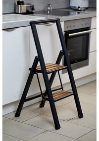 Scară pliabilă cu înveliș antiderapant din aluminiu Wenko Stepladder II, negru