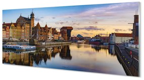 Tablouri acrilice Portul din Gdańsk râu răsărit de soare