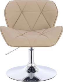 HR111N Scaun Crem Piele Ecologica Premium Soft cu Bază Cromata